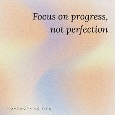 a book cover with the words focus on progress, not perfectionion written in black