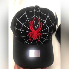 Spider-Man Boys Hat Embroidered Design White Web And Red Web $14.00 Per Hat Spider Man Hat, Halloween Snapback Baseball Cap For Streetwear, Halloween Adjustable Snapback Baseball Cap, Patriotic Baseball Cap, One Size Fits Most, Red Embroidered Logo Baseball Cap, One Size, Boy Hat, Men Boys, Cap Design, Embroidered Design