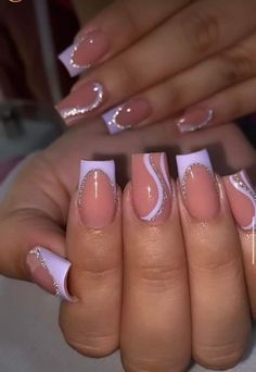 Unghie Sfumate, Purple Acrylic Nails, Lilac Nails, Purple Nail Designs