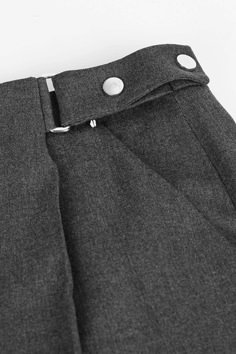 Our grey, wrap culotte pants are far from basic with these utility details. Luxury Workwear Pants With Seam Detailing, Luxury Trousers With Concealed Placket, Trouser Waistband Detail, Streetwear Trousers With Button Closure, Ring Skirt, Adjustable Waist Pants, Fashion Trend Board, Burberry Classic