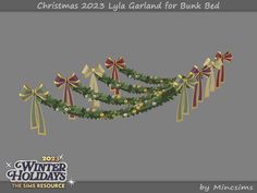 a christmas garland with bows on it