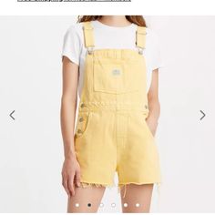 Brand New!! Levi’s Amber Yellow Short Overalls. Size Xl Shortalls Yellow Overalls Shorts, Yellow Overalls, Overalls Shorts, Short Overalls, Levis Pants, Black Overalls, Yellow Short, Yellow Shorts, Christian Bible