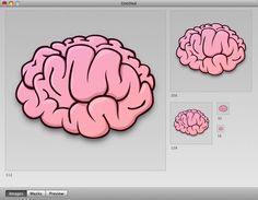 a computer screen with an image of a pink brain on the left and right side