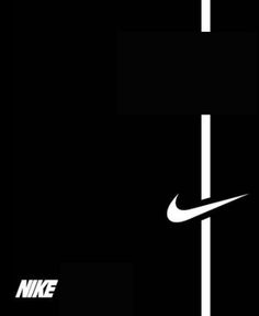 the nike logo is shown on a black background with white letters and a diagonal stripe