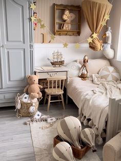 a child's bedroom with teddy bears and toys