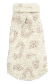 a white and brown animal print dog coat on a white background with the word love written across it