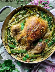 A pot filled with tender roast chicken, fluffy orzo, and bright spring vegetables. Pot Roast Chicken, Chicken And Orzo, Dump Recipes, Lemon Soup, Scrumptious Food, Stove Top Recipes, Cozy Dinner, Dump Meals, One Pot Meal