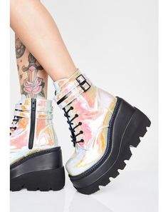 Creeper Boots, Demonia Shoes, Cutout Heels, Glitter Boots, Vegan Boots, Rock Fashion, Studded Boots, Aesthetic Shoes, Buckle Boots