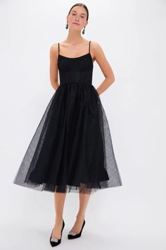 Black Tulle Corset Midi Dress | Zimmermann Tulle Corset Dress, Ballerina Style Dress, Tulle Corset, Simple Heels, Full Tulle Skirt, Corset Design, Corset Midi Dress, Ballerina Style, Fashion Flowers