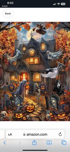 an image of a halloween scene with pumpkins and ghost