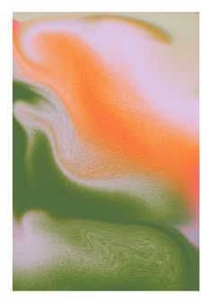 an abstract painting with orange and green colors