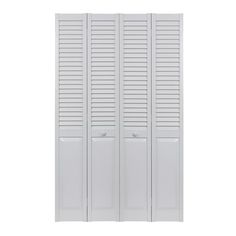 white shuttered closet doors against a white background