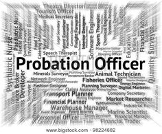 word cloud with the words probaption officer written in black on a white background