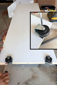 a table being worked on with some tools