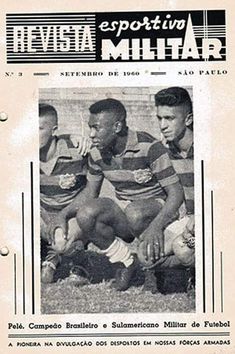 the front cover of an old newspaper with two men in striped shirts and one is holding a soccer ball