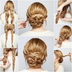 Frisuren 2021 - Die frischesten Sommertrends für lange Haare - Freshideen Tutorial Chignon, Bridesmaid Hair Tutorial, Braided Chignon, Chignon Hair, 2015 Hairstyles, Hair Tutorials Easy, Hair Updo, Easy Hairstyles For Long Hair