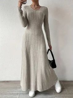 Autumn Dress, African Dresses For Women, Ribbed Dresses, Fall Outfits Women, African Dress, Winter Dresses, Princess Dress, Dress P, A Line Dress