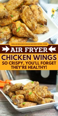 Must try the best game day appetizer! This Air Fryer Chicken Wings is the ultimate recipe for crispy, healthy, and flavorful wings. They're quick, easy, and perfect for tailgating party ideas that are seasoned to perfection. Try this for a quick weeknight meal! Wings Crispy, Air Fryer Wings, Chicken Wing Sauces, Crispy Wings, Crispy Chicken Wings, Air Fryer Chicken Wings, Air Fried Chicken, Fried Chicken Wings, Best Chicken Recipes