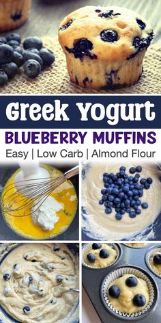 greek yogurt blueberry muffins are an easy, low carb dessert