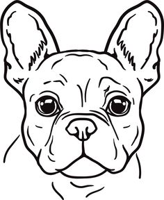 a black and white drawing of a dog's face