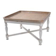 Square Shaped Wooden Coffee Table With Beveled Edges, Brown & Gray By Casagear Home Square Wood Coffee Table, Rectangle Coffee Table Wood, French Country Rustic, Farmhouse Tray, Tray Styling, A&b Home, Coffee Table Farmhouse, Rustic Coffee Tables, Coffee Table Wayfair