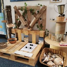 several different types of items on display in a room