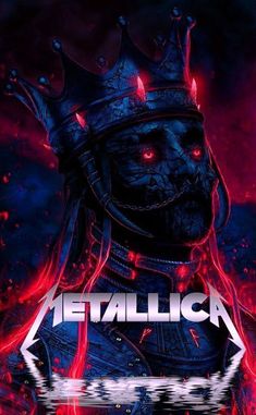 a poster with the words metallicica on it and a crown in front of them