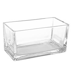 an empty glass container on a white background