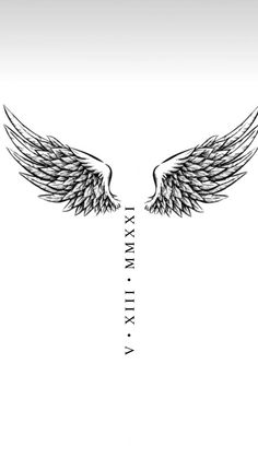 an angel wing tattoo on the back of a woman's shoulder