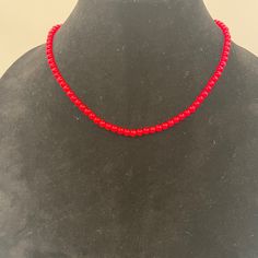 Red Coral Rhodium Over Sterling Silver Beaded Necklace 18” Bright Red Alluring Fashionable Red Bead Necklace, Silver Beaded Necklace, Red Beaded Necklaces, Silver Bead Necklace, Jtv Jewelry, Red Bead, Red Coral, Sterling Silver Bead, Bead Necklace