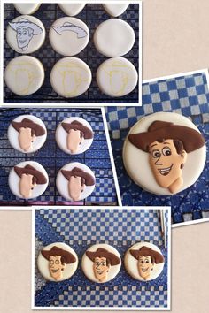 the cookies have been decorated to look like woody from toy story