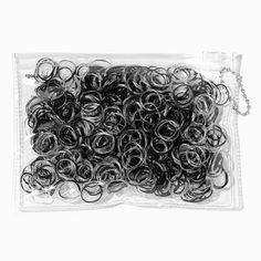 Tie your hairstyle up with these no-more snag mini hair ties. Perfect for securing braids or a ponytail, these clear and black ties come in a 1,000 pack. Pack Size: 1,000 Snag-free design Material: Plastic - Claire's Black & Clear No More Snag Mini Hair Ties - 1,000 Pack Clear Your Desk Tie Your Hair, Tiny Elastic Hair Ties Hairstyles, Clear Hair Ties, School Girly, Hair Bags, Black Hair Ties, Goody Hair Ties, Plastic Hair Ties, Hair Bag