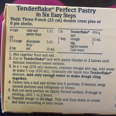 an old recipe for tenderflake perfect pastry in six easy steps, with instructions