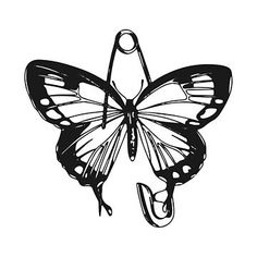 a black and white drawing of a butterfly