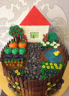 a cake that is made to look like a garden