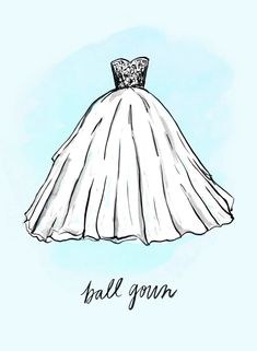 a drawing of a ball gown on a blue background with the words'hall grown '