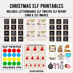 the elf on the shelf printables includes letter boards, twirstl report card and elf images