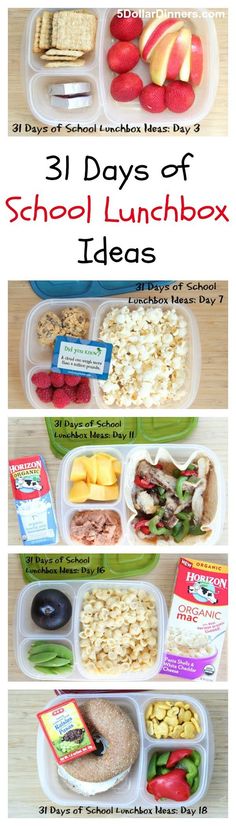 three days of school lunchbox ideas