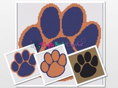 three pictures of different colors and sizes of paw prints on a white background with the same color