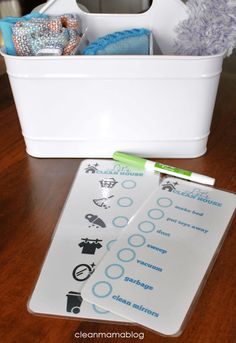 a white container filled with items on top of a wooden table