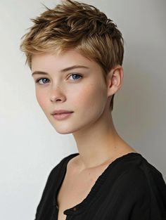 Golden Brown Pixie Hair, Short Brown Pixie Cut, Wash And Go Pixie Haircut, Pixie Brown Hair, Pixie Haircut 2024, Pixie Cut Brown Hair, Very Short Brown Hair, Short Pixie Haircuts For Thick Hair, Pixie Hairstyles For Thick Hair