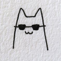 a drawing of a cat with sunglasses and a mustache