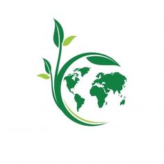 the earth with green leaves on it is shown in this logo designed for an environmental organization