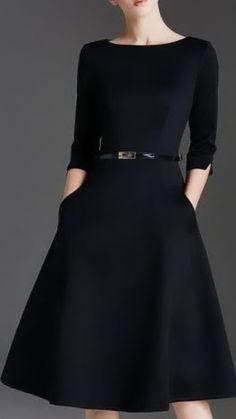 Black Elegant Outfit Classy Chic, Dresses For Work Business, Lbd Outfit Classy, Black Business Dress, Classic Black Dress, Dresses Outfits, Dress Outfit, Outfits Fashion