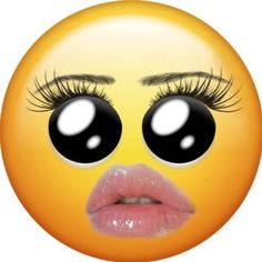 an emoticive smiley face with long eyelashes