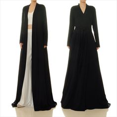 Pocket Cardigan Dress Lounge Robe Women Fitted Long Evening Robe, Fitted Long Sleeve Evening Robe, Elegant Fitted Open Front Robe, Fitted Full Length Loungewear Dresses, Fitted Full Length Dress For Loungewear, Fitted Black Wrap Maxi Dress, Formal Fitted Long Sleeve Robe, Black Fitted Wrap Maxi Dress, Elegant Long Fitted Robe