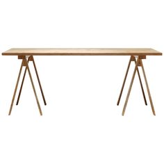 a wooden table with two legs on it