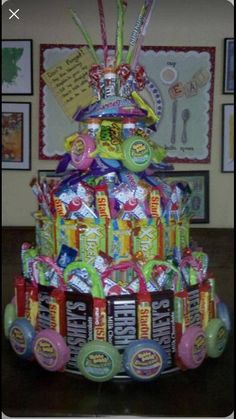 a cake made out of candy bars and candies