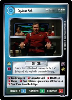 the card for captain kirk from star trek