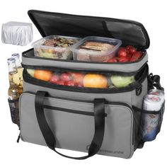 a cooler bag filled with food and drinks